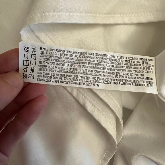 Forever 21 White‎ Satin Slip Dress Lace Bust Mini Dress Women’s Size Large L - Picture 11 of 13